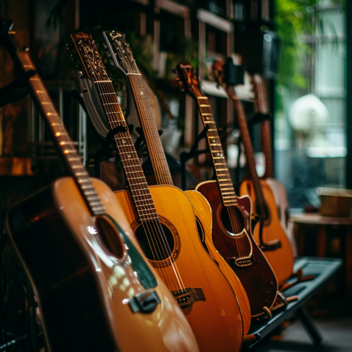 Guitare classique avec cordes vintages
