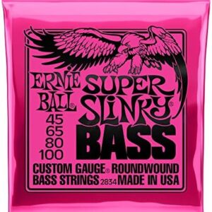Jeu de corde Ernie Ball Super Slinky filées en nickel pour basse électrique, tirant 45-100