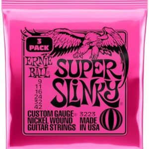 Ernie Ball Super Slinky - Pack de 3 jeux de cordes filées en nickel pour guitare électrique, calibre 9-42