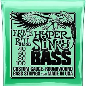 Cordes filées en nickel pour basse électrique Ernie Ball Hyper Slinky, tirant 40-100