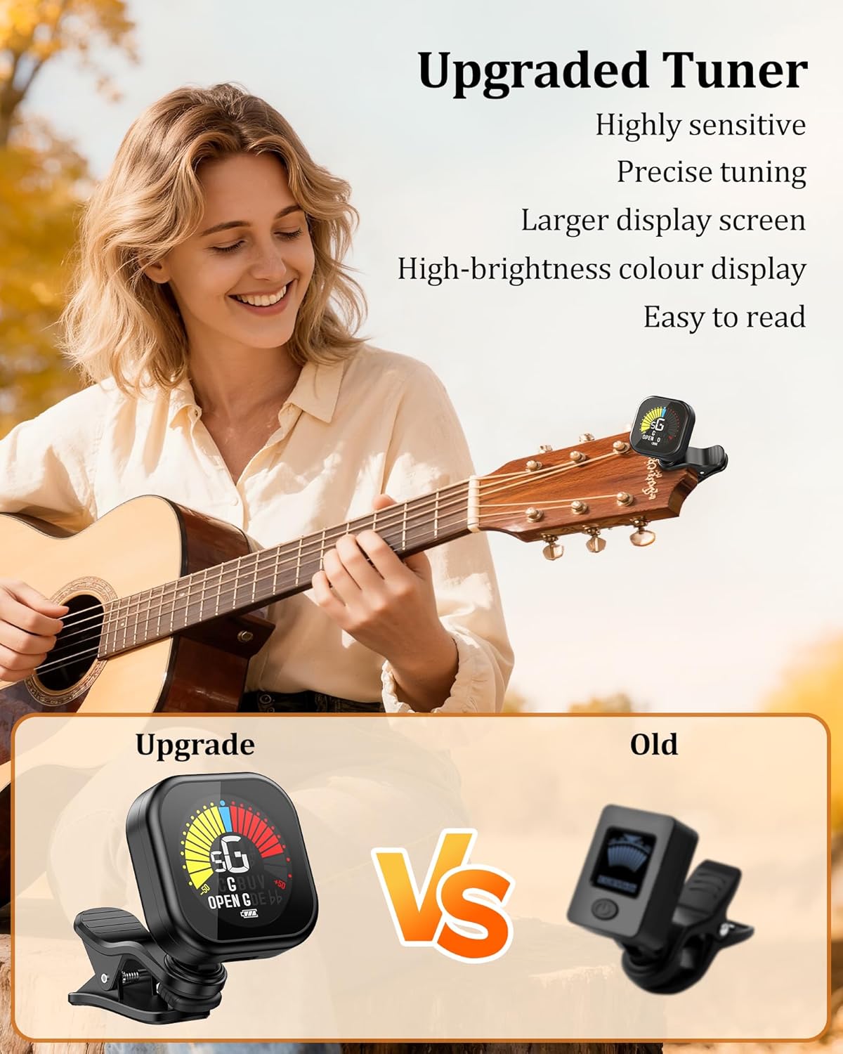 Accordeur de Guitare Rechargeable New Bee - Accordeur Clip-On pour Ukulélé, Violon, Basse avec Écran Haute Luminosité et Rotation 360° – Image 2