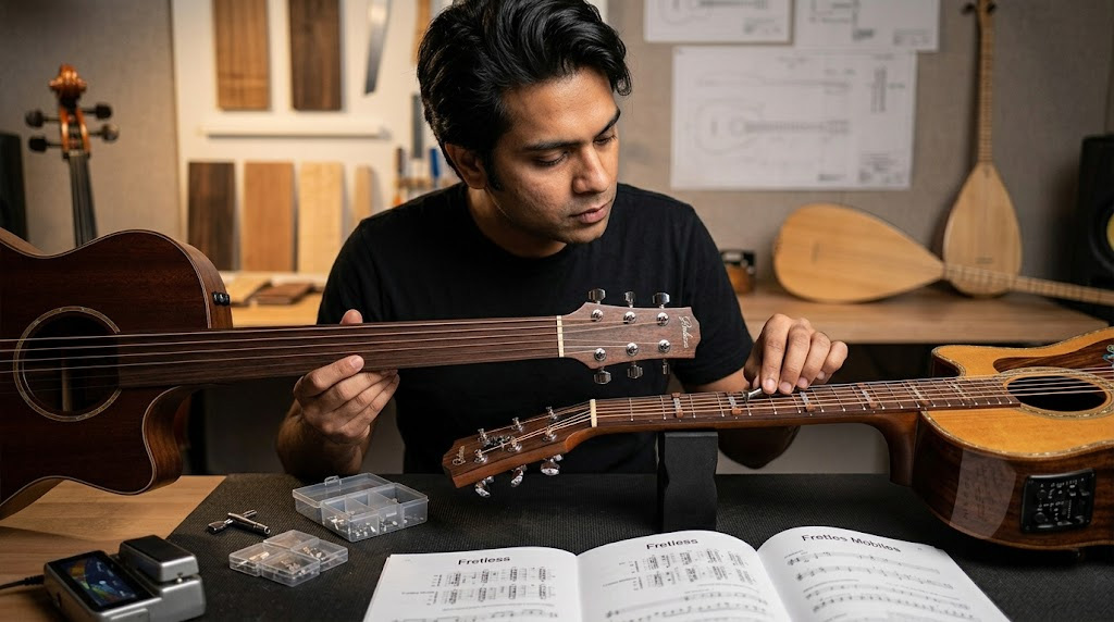 Manche fretless ou frettes mobiles : quelle solution pour le microtonal ?
